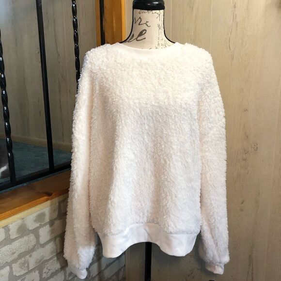 Secret treasures white long sleeve faux Sherpa sleep top size large - Picture 4 of 7